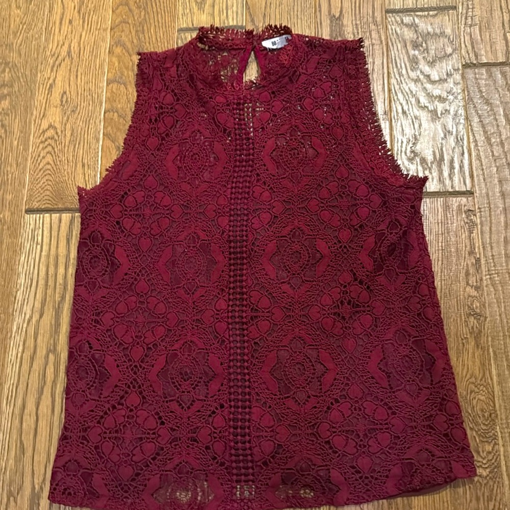 Burgundy lined lace top